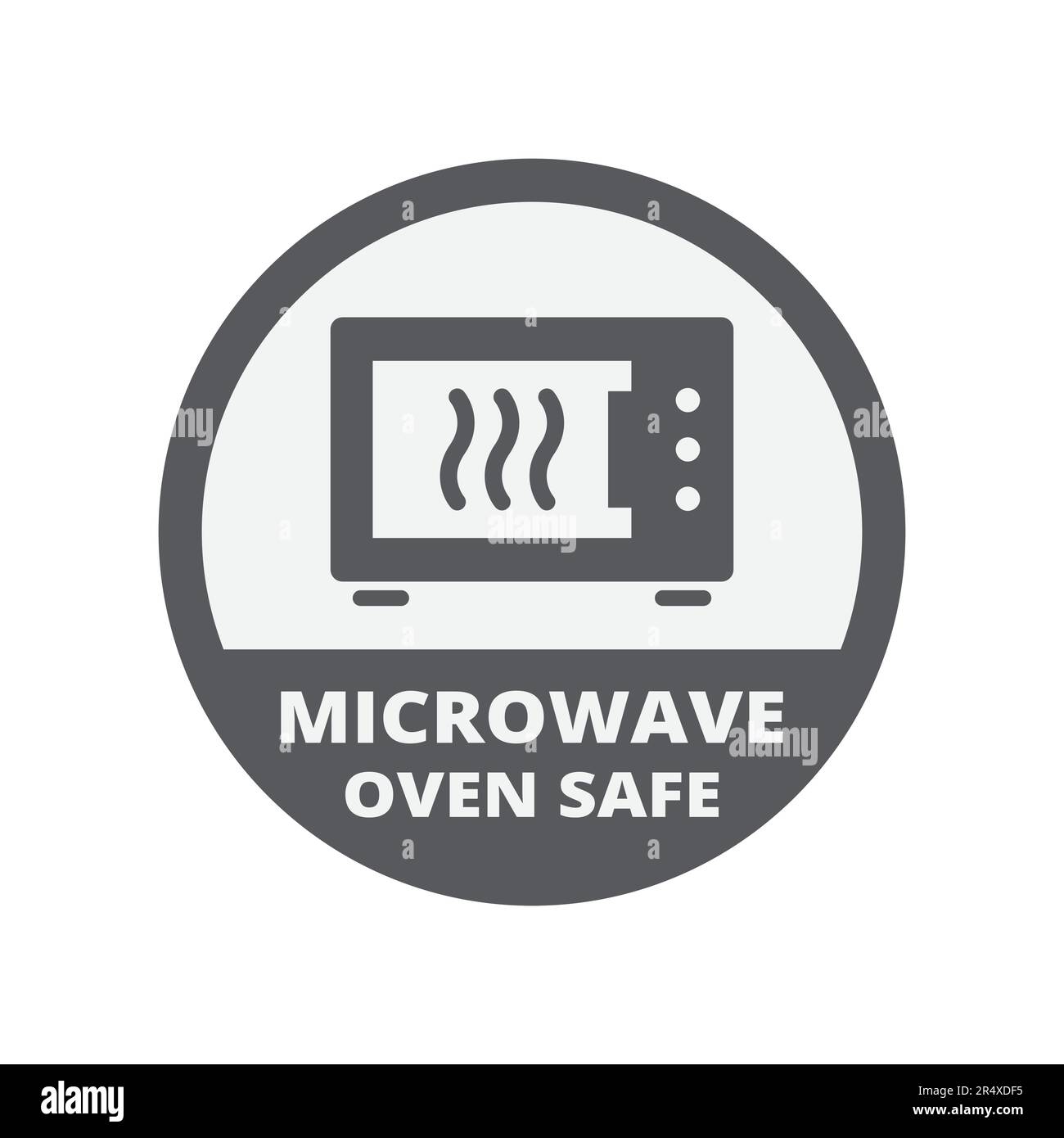 Microwave oven safe circle vector label. Sticker for pots, pans and dishes. Stock Vector