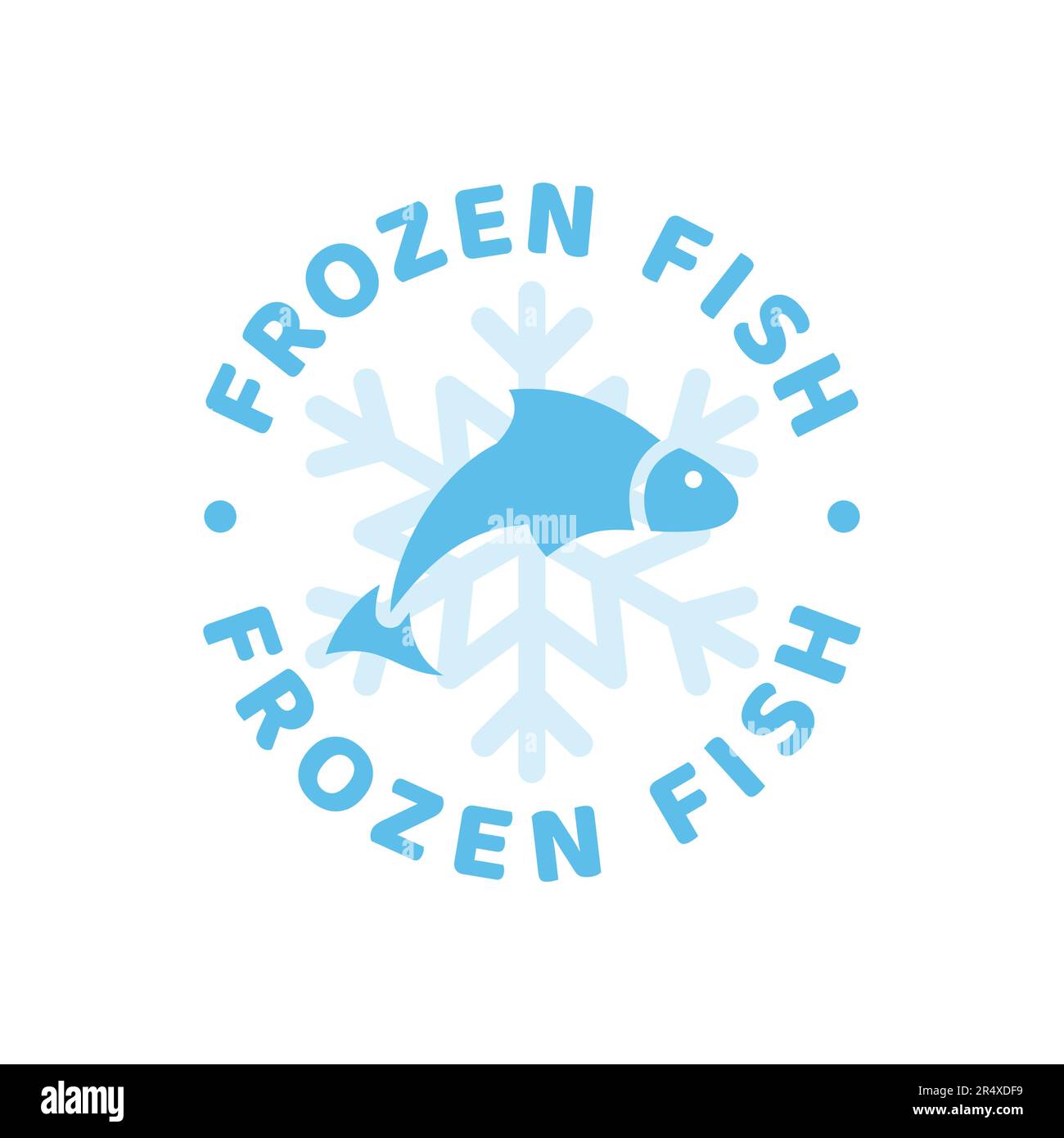 Frozen fish, product vector label. Blue sticker stamp Stock Vector ...