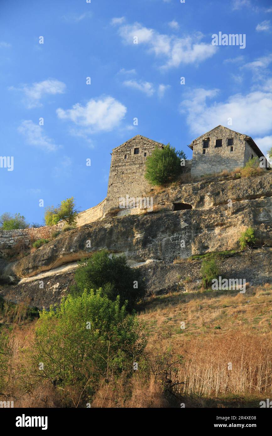 The photo shows an ancient settlement in the mountains called Chufut