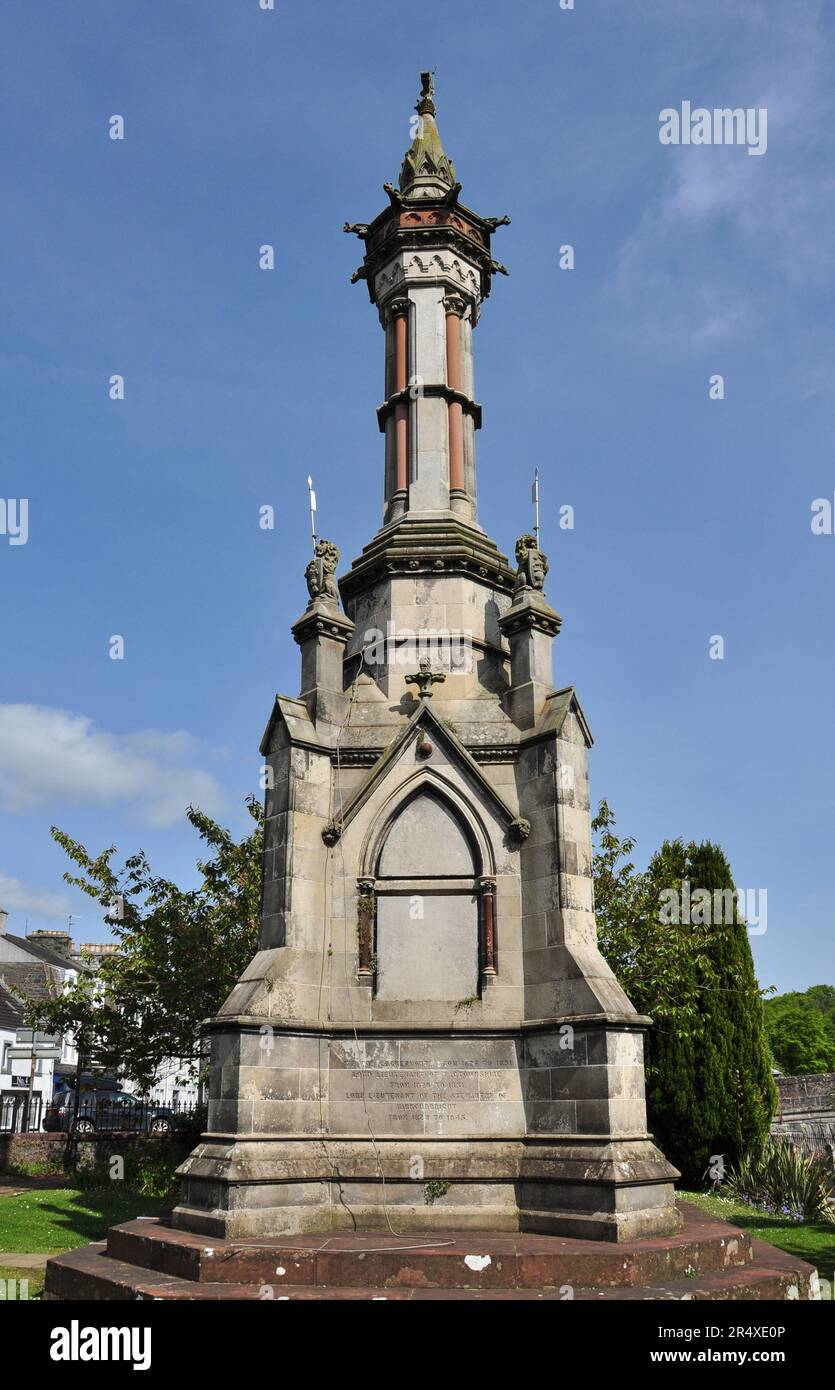Monument to Randolph Stewart 9th Earl of Galloway in Newton Stewart, Dumfries and Galloway, Scotland, UK Stock Photo