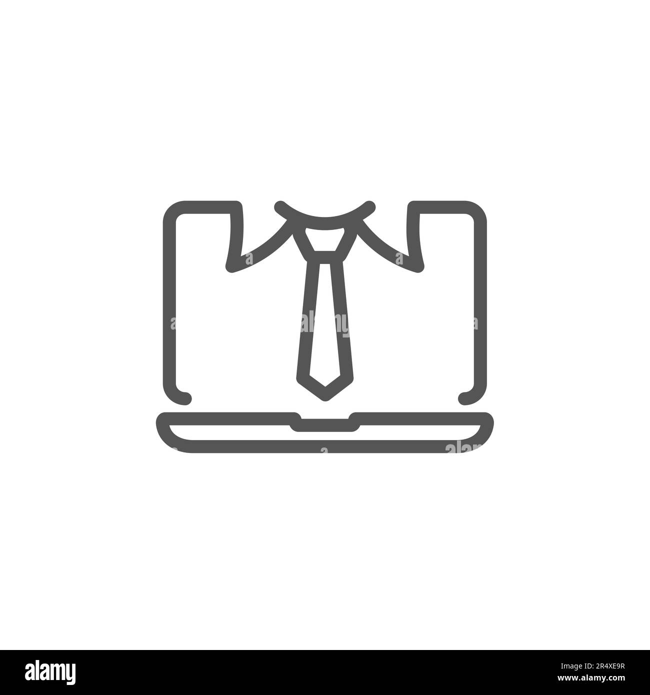Online meeting. Businessman and laptop flat icon on white background Stock Vector