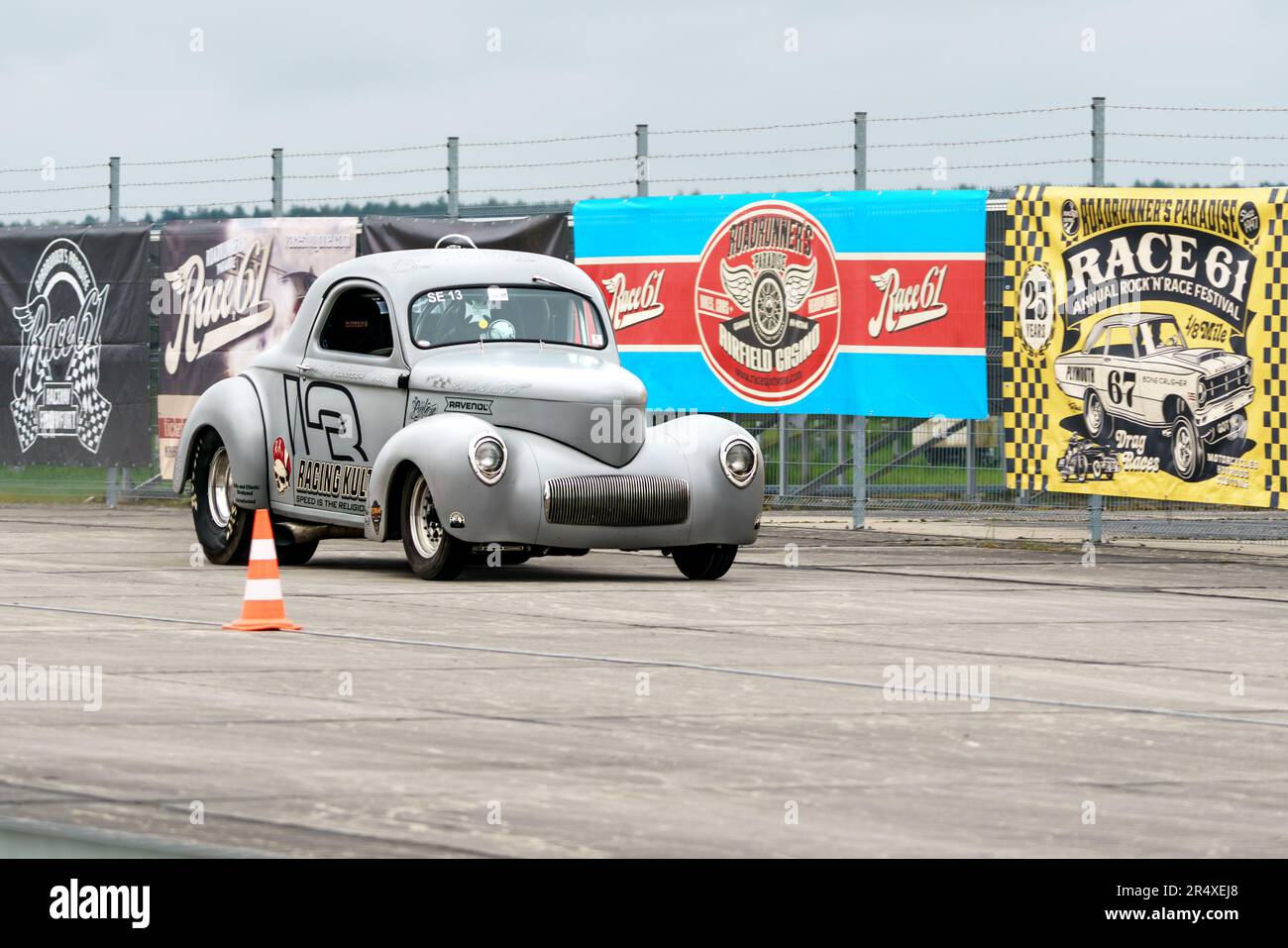 FINOWFURT, GERMANY - MAY 06, 2023: The Hot Rod 1941 Willys Coupe by Micha 'Fullspeed' Vogt. Race festival 2023. Season opening. Stock Photo