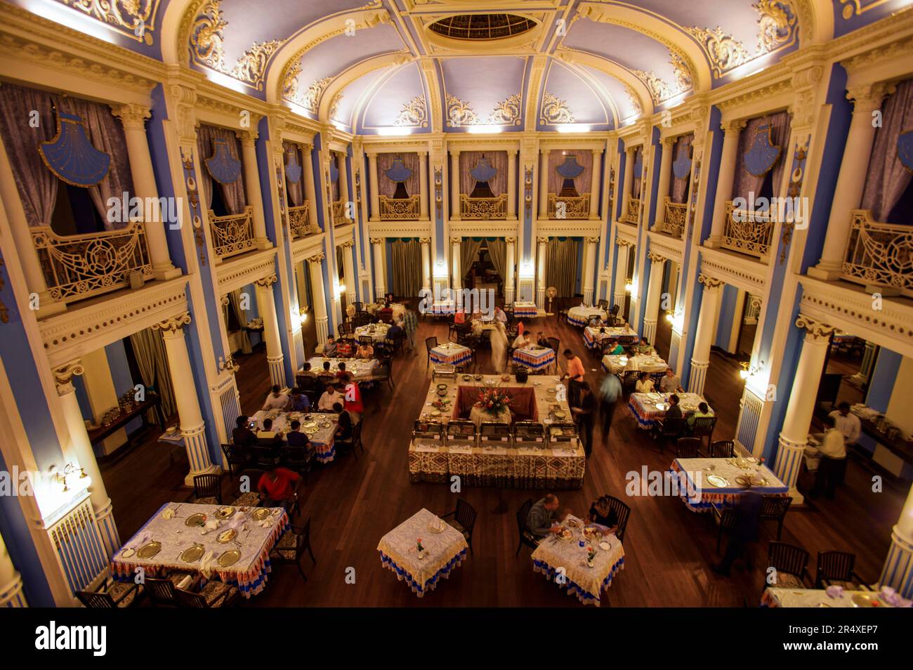 Dining room in Mysore Palace, now a hotel; Mysore, Rajasthan, India ...