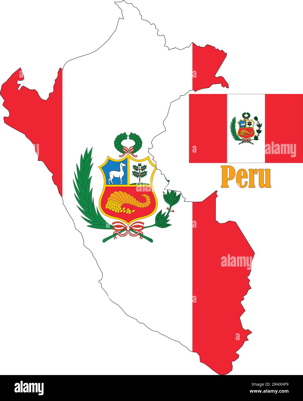 Peru Map and Flag Stock Vector