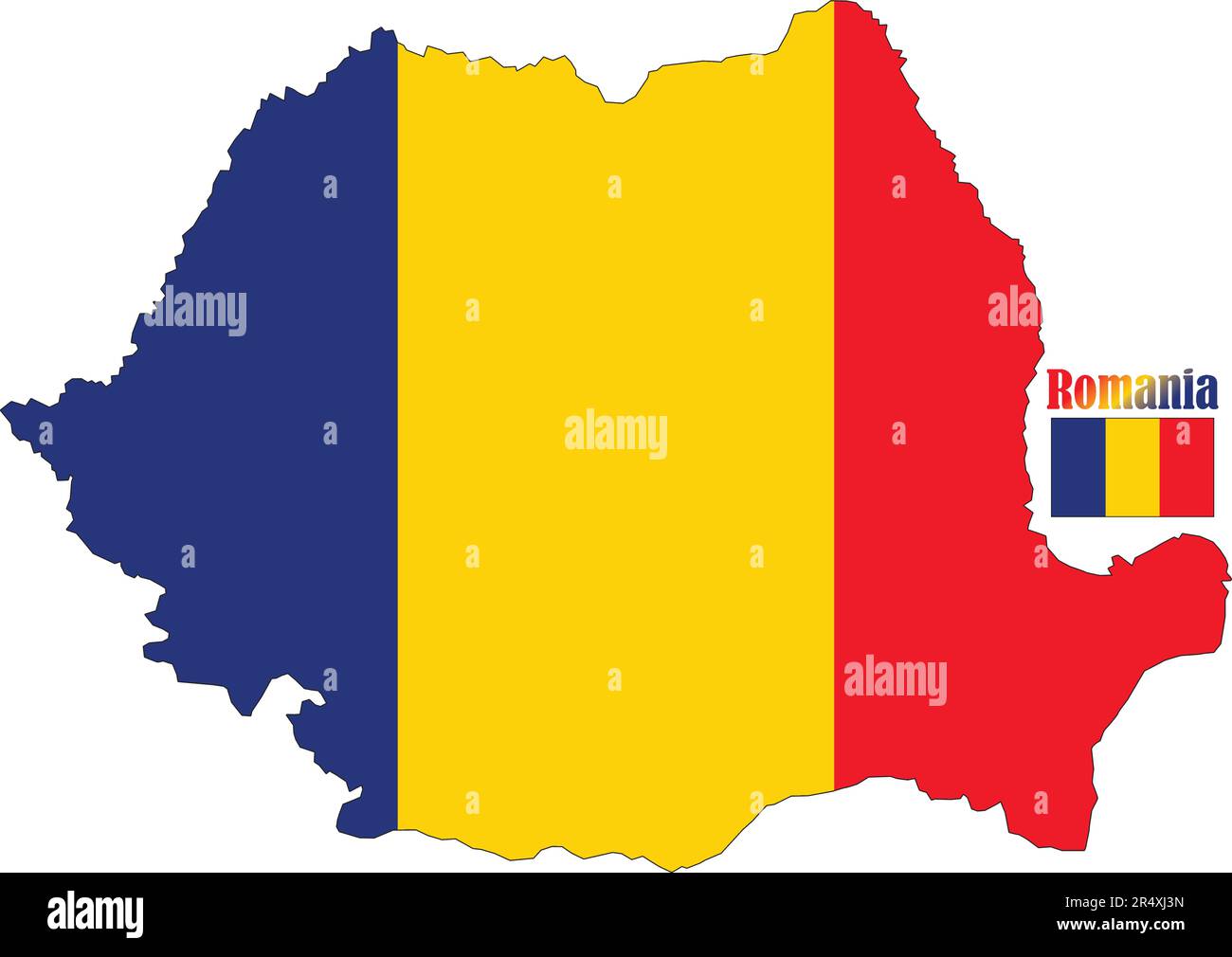 Romania Map and Flag Stock Vector