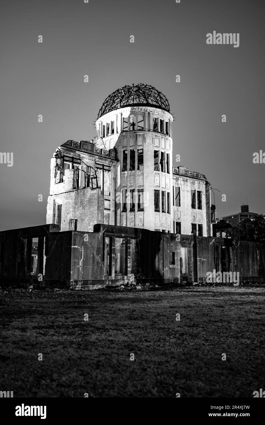 Hiroshima, Japan. 7th Mar, 2023. The Atomic Bomb Dome.The Atomic Bomb Dome, known as Genbaku Dome (åŽŸçˆ†ãƒ‰ãƒ¼ãƒ ) in Japanese, stands as a poignant reminder of the devastating atomic bombing of Hiroshima in 1945 by the U.S. Army Air Forces Enola Gay B-29 bomber. This UNESCO World Heritage site serves as a symbol of peace and a testament to the importance of nuclear disarmament.Hiroshima (åºƒå³¶) is a significant city in western Japan, known for its tragic history and remarkable resilience. It is a symbol of peace and reconciliation, with monuments like the Peace Memorial Park and Hiroshi Stock Photo
