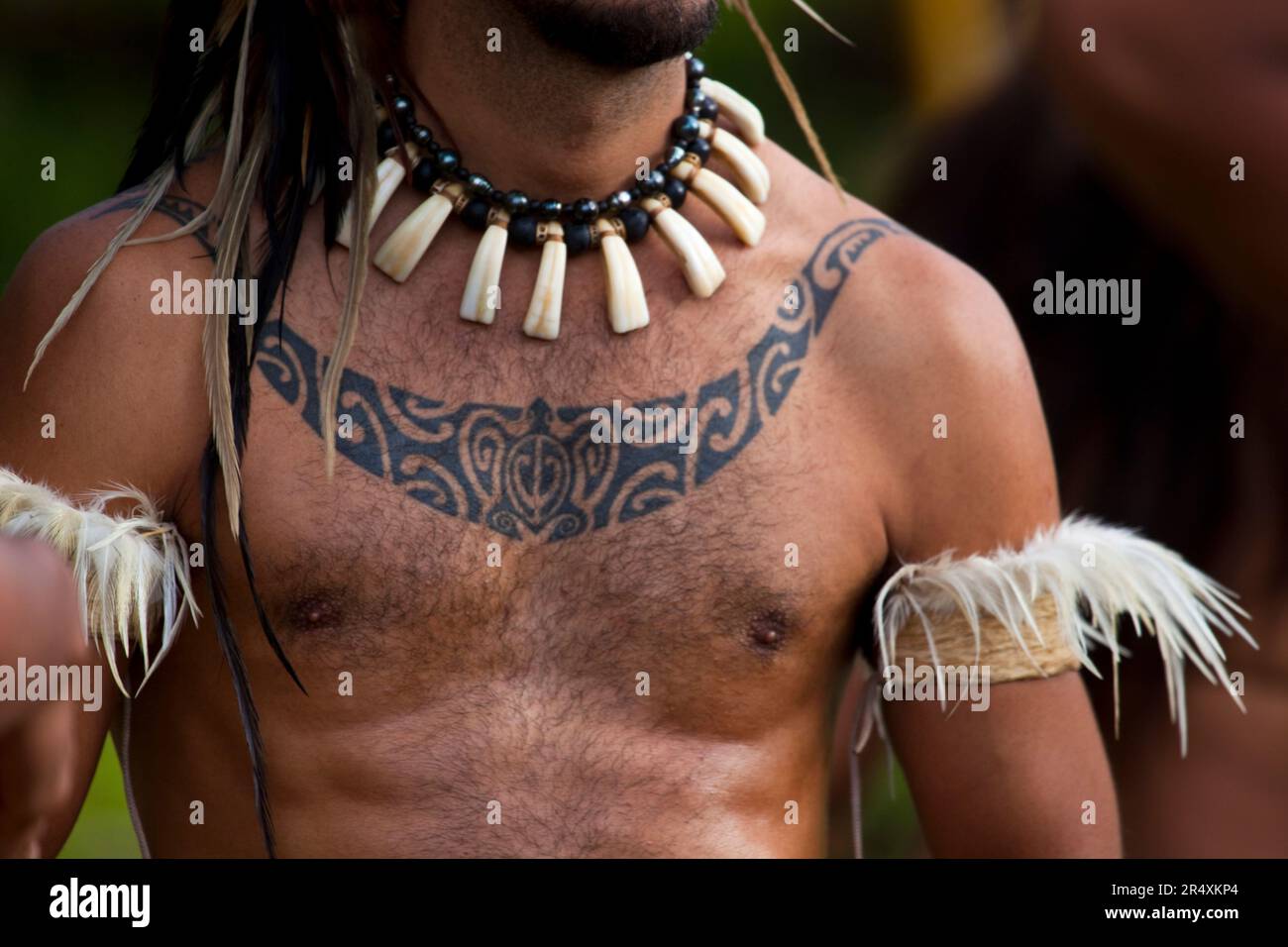 Easter Islander, tattooed and in traditional dress; Easter Island Stock  Photo - Alamy, image size:1300x956