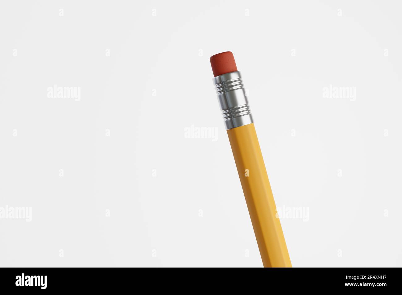 Traditional yellow pencil with a red eraser isolated on white ...
