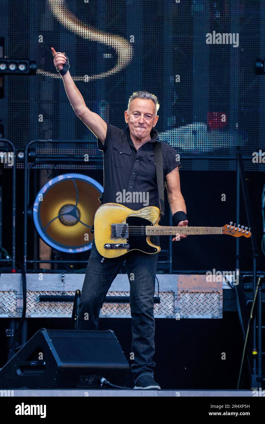 Bruce Springsteen, with the E Street Band, on stage at Murrayfield, Edinburgh, during his 2023 tour. Picture date: Tuesday May 30, 2023. Stock Photo