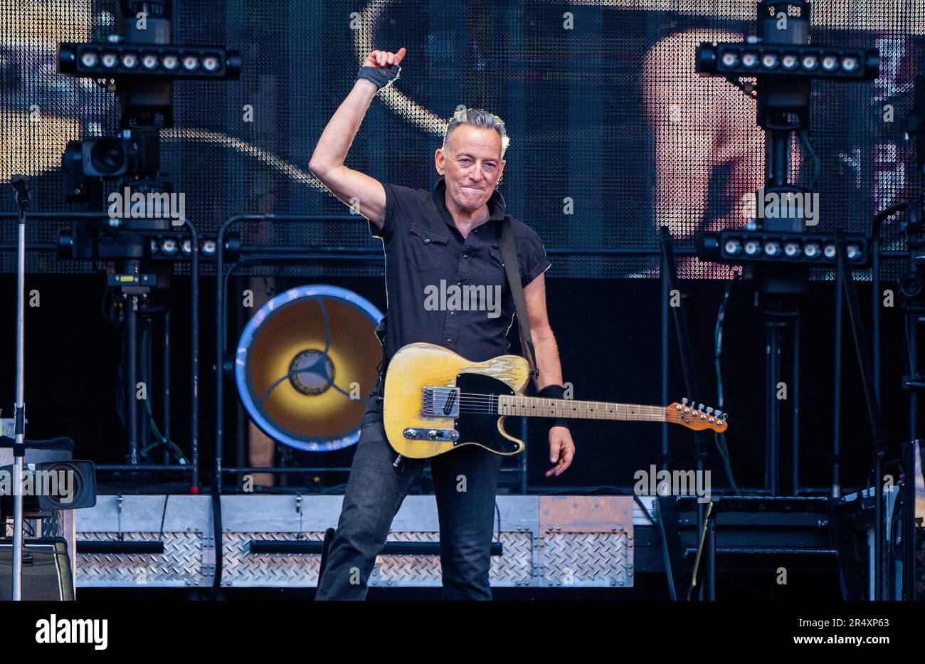 Bruce Springsteen, with the E Street Band, on stage at Murrayfield