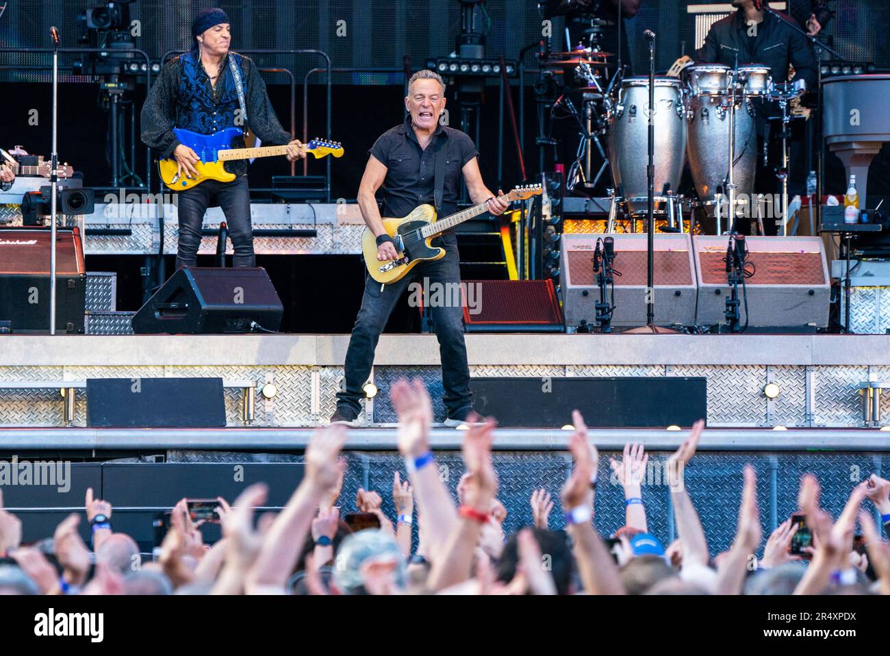 Bruce Springsteen, with the E Street Band, on stage at Murrayfield