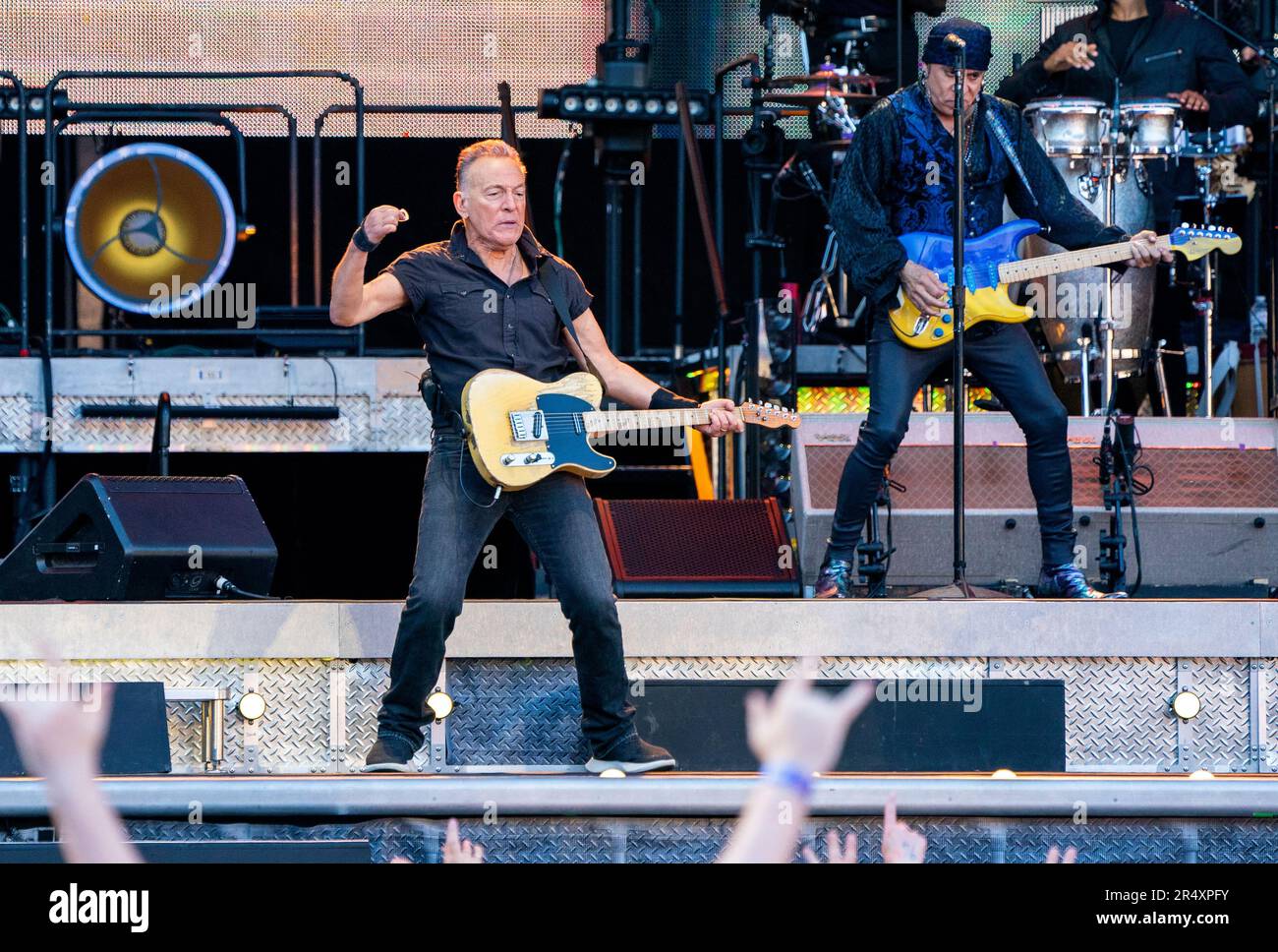 Bruce Springsteen, with the E Street Band, on stage at Murrayfield