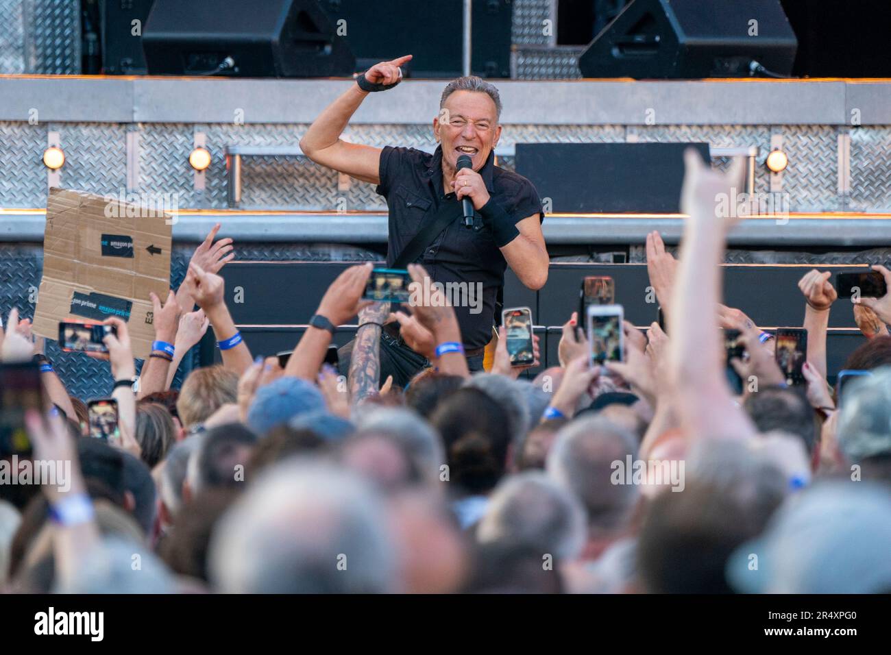 Bruce Springsteen, with the E Street Band, on stage at Murrayfield