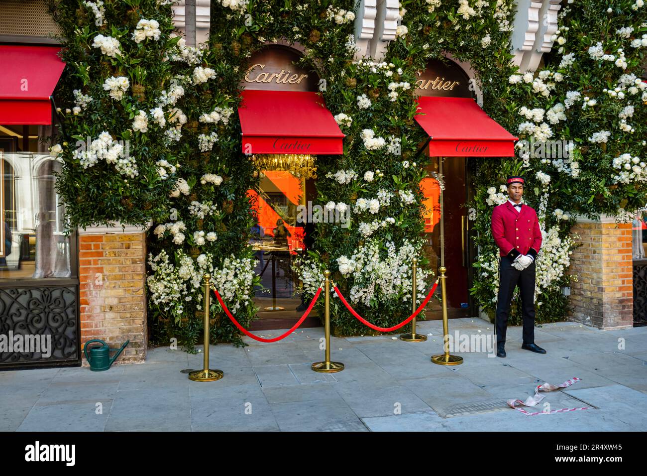Floral displays at Cartier jewellers in Sloane Street in the Sloane