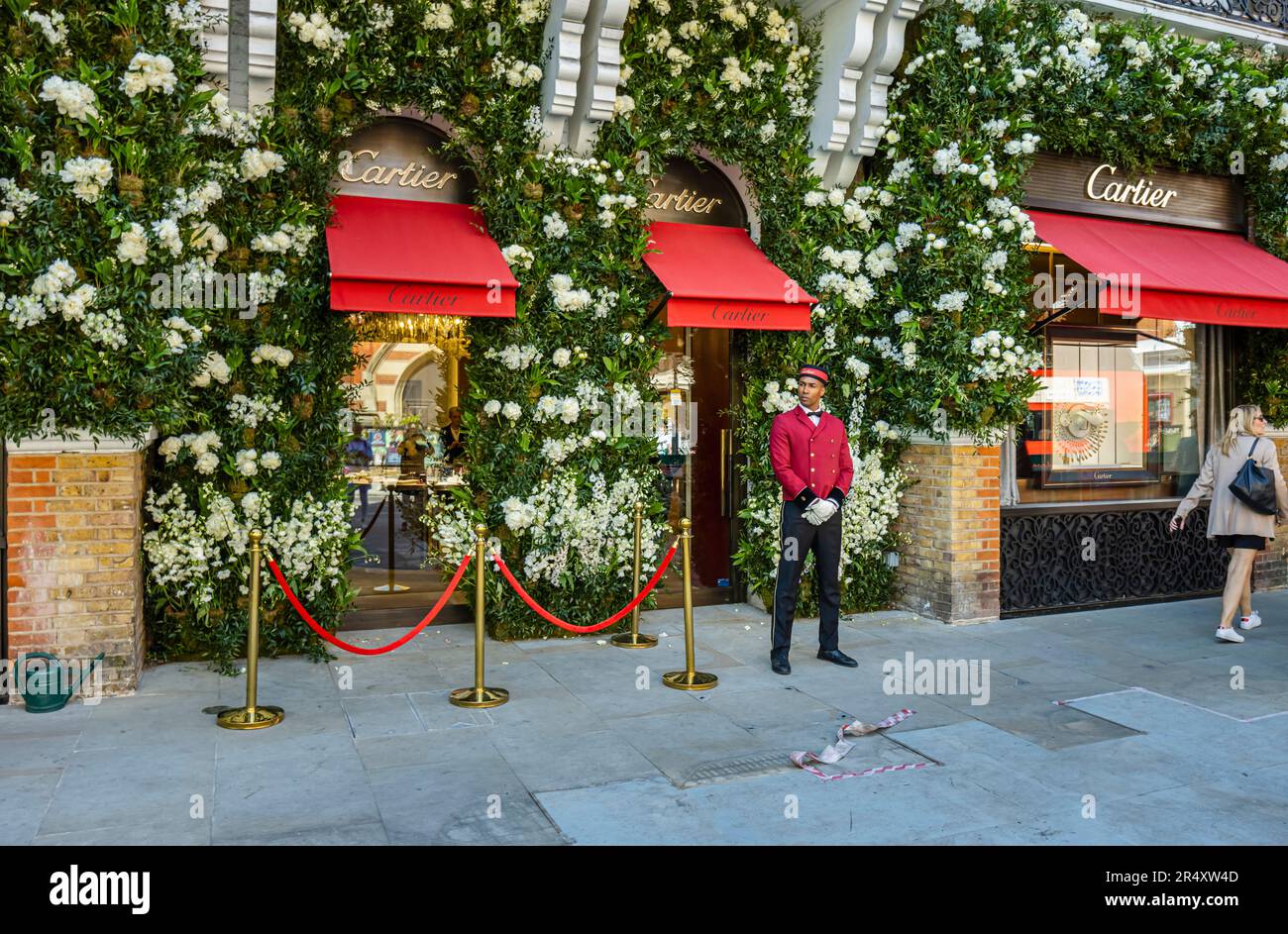 Floral displays at Cartier jewellers in Sloane Street in the Sloane