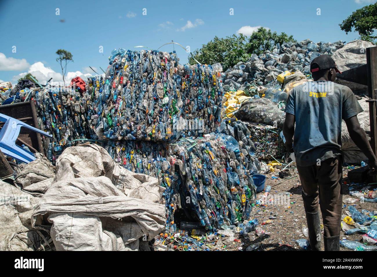 A worker is seen at a plastic recycling plant in Nakuru. Negotiators have gathered in Paris, France for the second round of deliberations to develop a global treaty aimed at tackling the escalating issue of plastic pollution. According to a recent report by the United Nations Environment Programme (UNEP), countries have the potential to reduce plastic pollution by 80% by 2040 by eliminating unnecessary plastics, implementing recycling and reuse strategies, introducing deposit return schemes, and substituting plastic with sustainable alternative materials. (Photo by James Wakibia/SOPA Images/ Stock Photo
