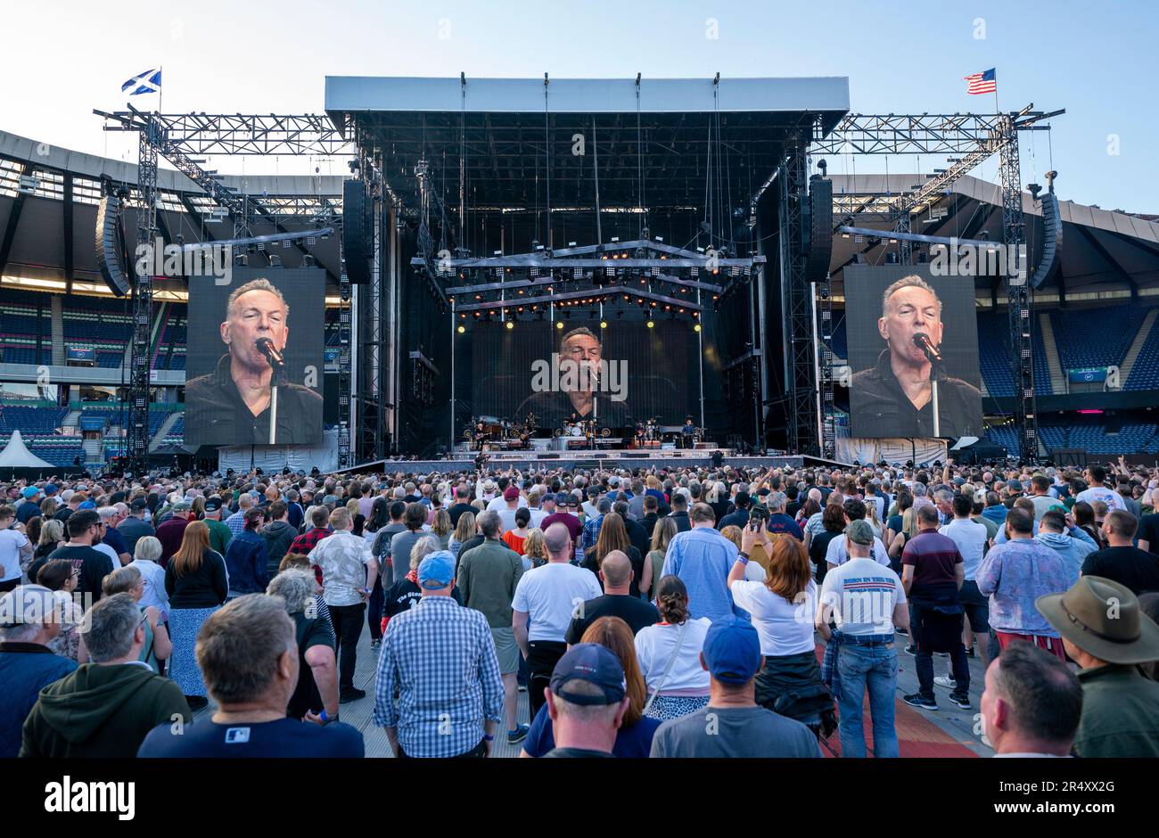 Bruce Springsteen, with the E Street Band, on stage at Murrayfield