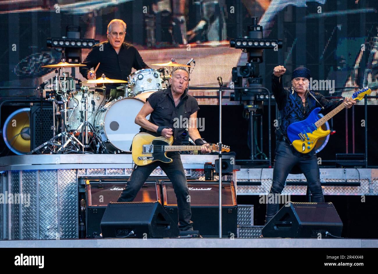 Bruce Springsteen, with the E Street Band, on stage at Murrayfield, Edinburgh, during his 2023 tour. Picture date: Tuesday May 30, 2023. Stock Photo