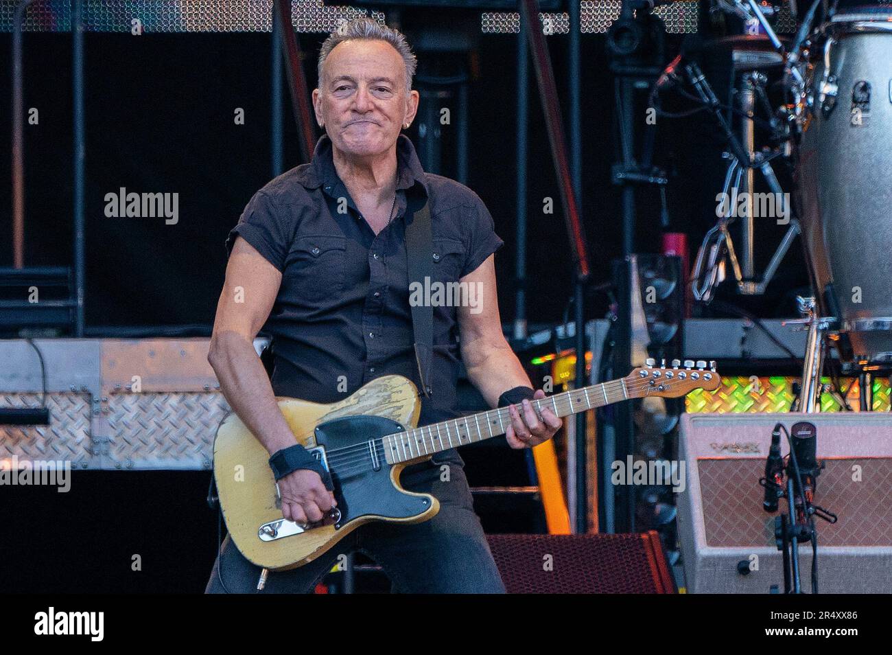Bruce Springsteen, with the E Street Band, on stage at Murrayfield