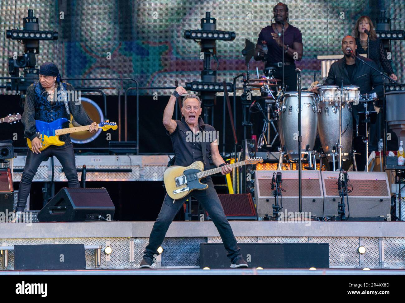 Bruce Springsteen, with the E Street Band, on stage at Murrayfield