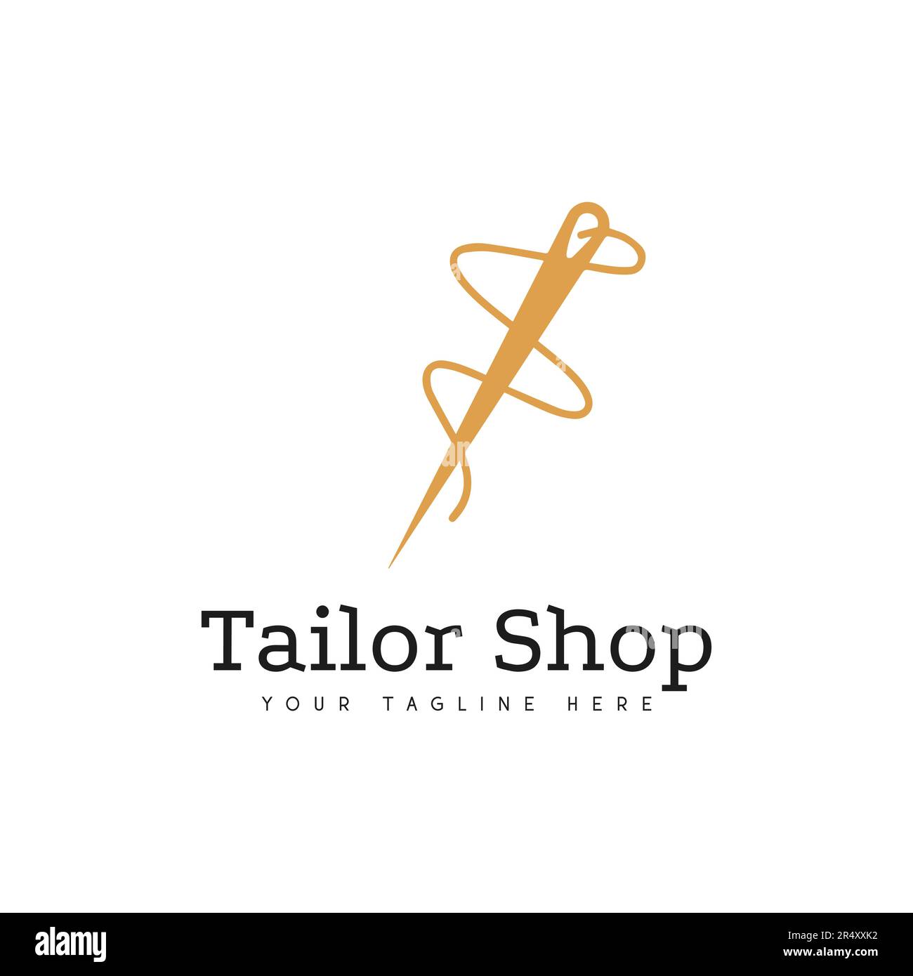 Tailor Shop Logo Design Sewing Logotype Needle Vector Icon Stock Vector