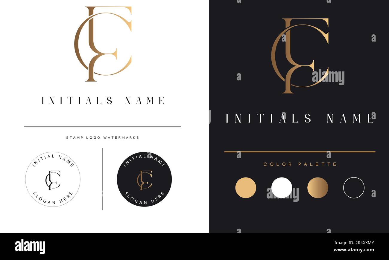 Luxury FC or CF Initial Monogram Text Letter Logo Design Stock Vector ...