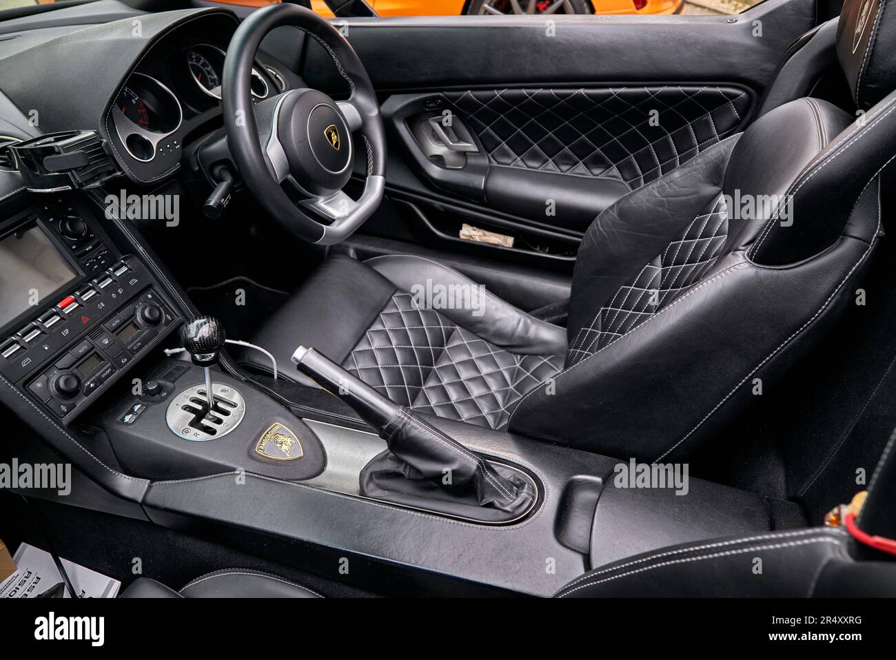 Cockpit and interior of a Lamborghini supercar Stock Photo