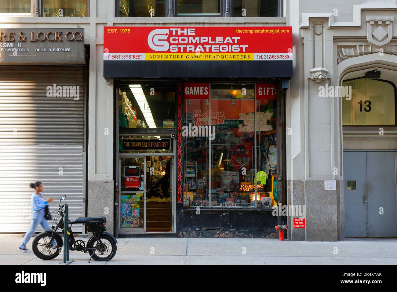 The Compleat Strategist, 11 E 33rd St, New York, NYC storefront photo of a gaming store in Midtown Manhattan. Stock Photo