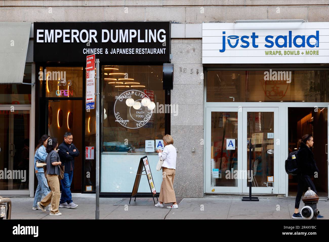 Emperor Dumpling, 293 7th Ave, New York, NYC storefront photo of a Chinese dumpling restaurant in Manhattan's Chelsea neighborhood. Stock Photo