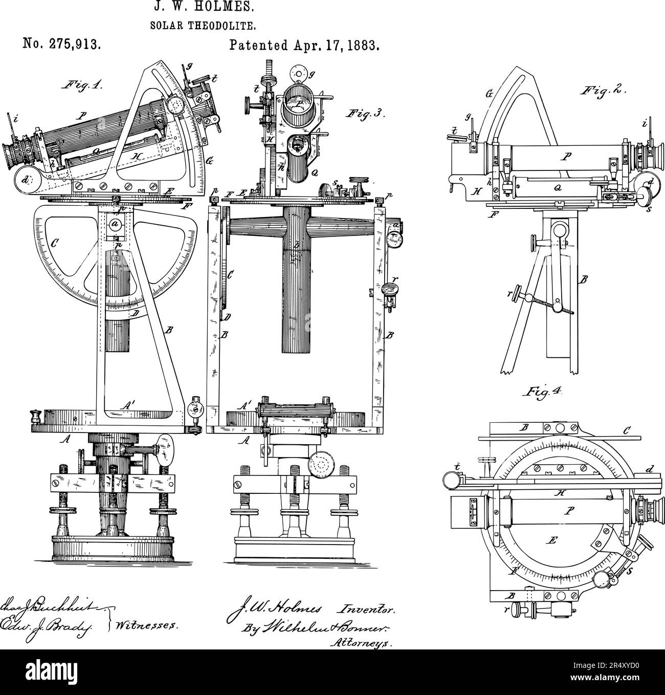 1883 Theodolite Patent Vintage Survey Equipment Stock Vector