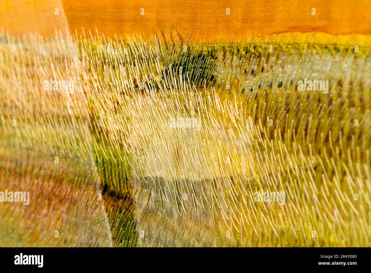 Colorful abstract close-up of fiber art piece Stock Photo
