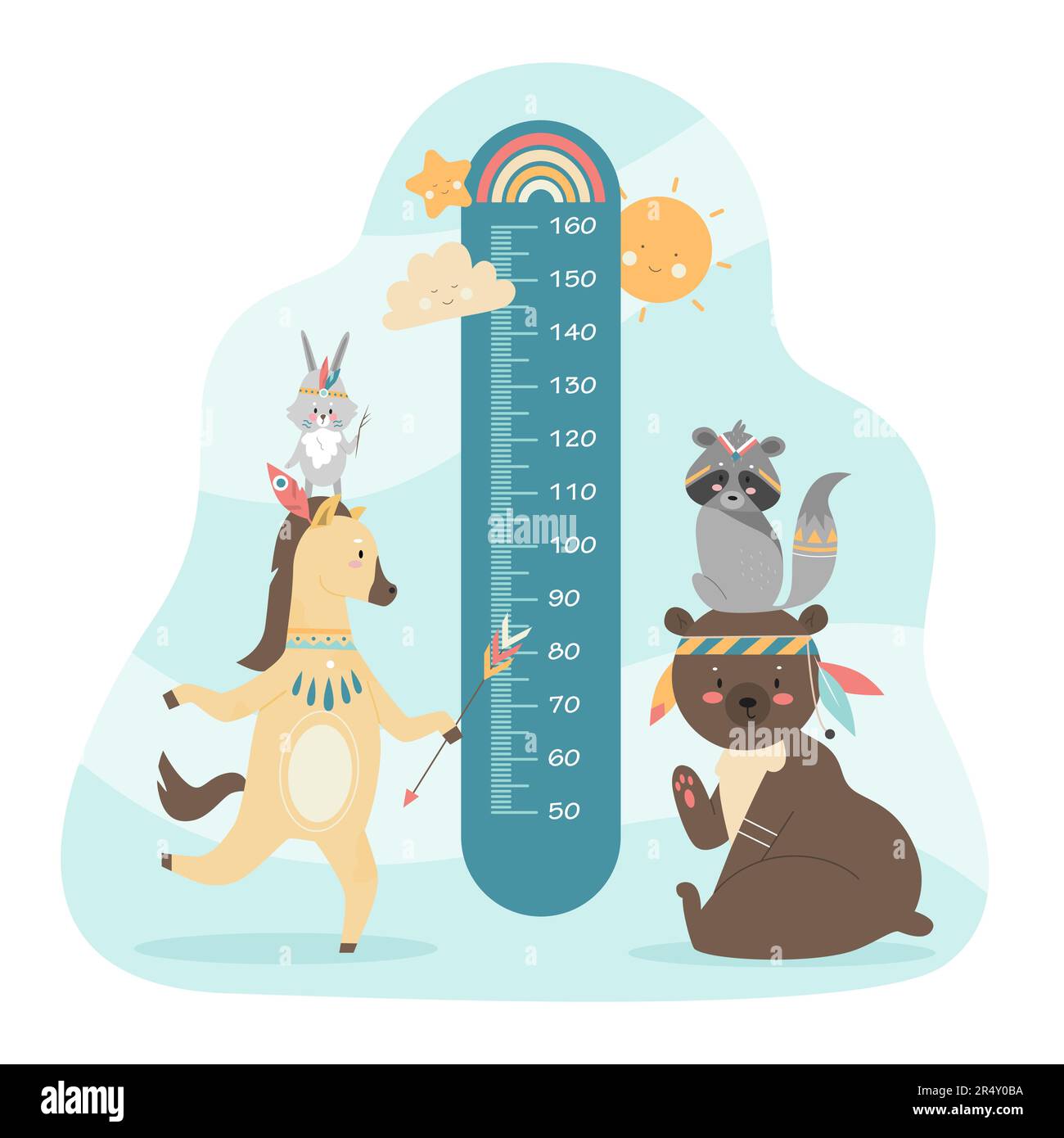 https://c8.alamy.com/comp/2R4Y0BA/kids-height-chart-with-cute-boho-animals-vector-illustration-cartoon-ruler-with-millimeter-scale-to-measure-growth-of-child-with-funny-tribal-raccoon-and-bear-bohemian-bunny-and-pony-with-arrow-2R4Y0BA.jpg
