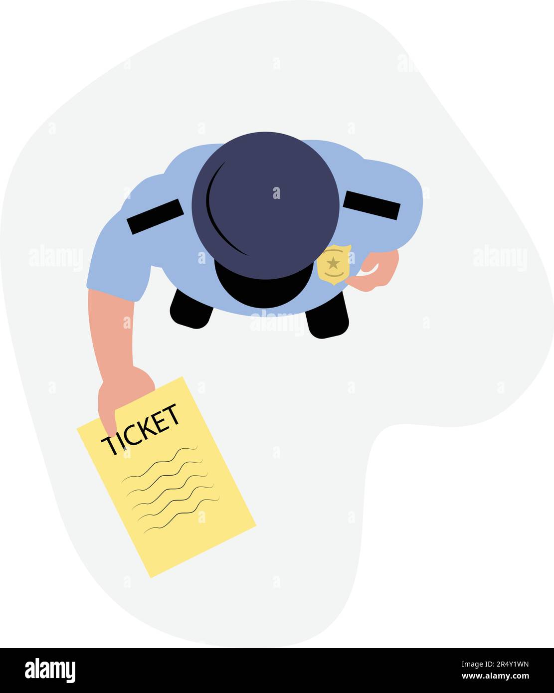 Police Officer Handing Over A Ticket, Aerial View Stock Vector