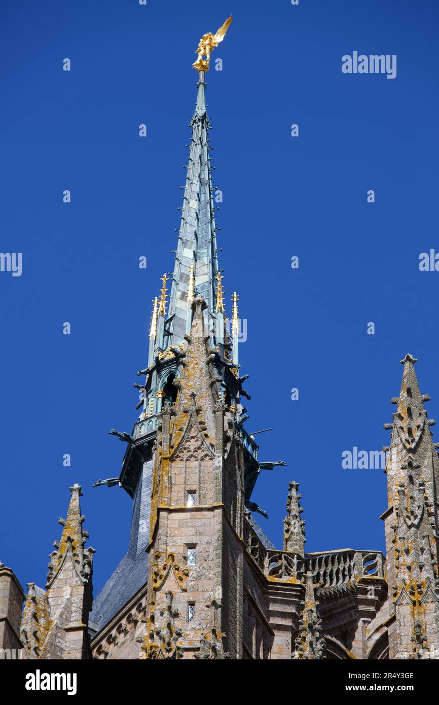 The summit and the spire of the Mont Saint Michel Stock Photo - Alamy