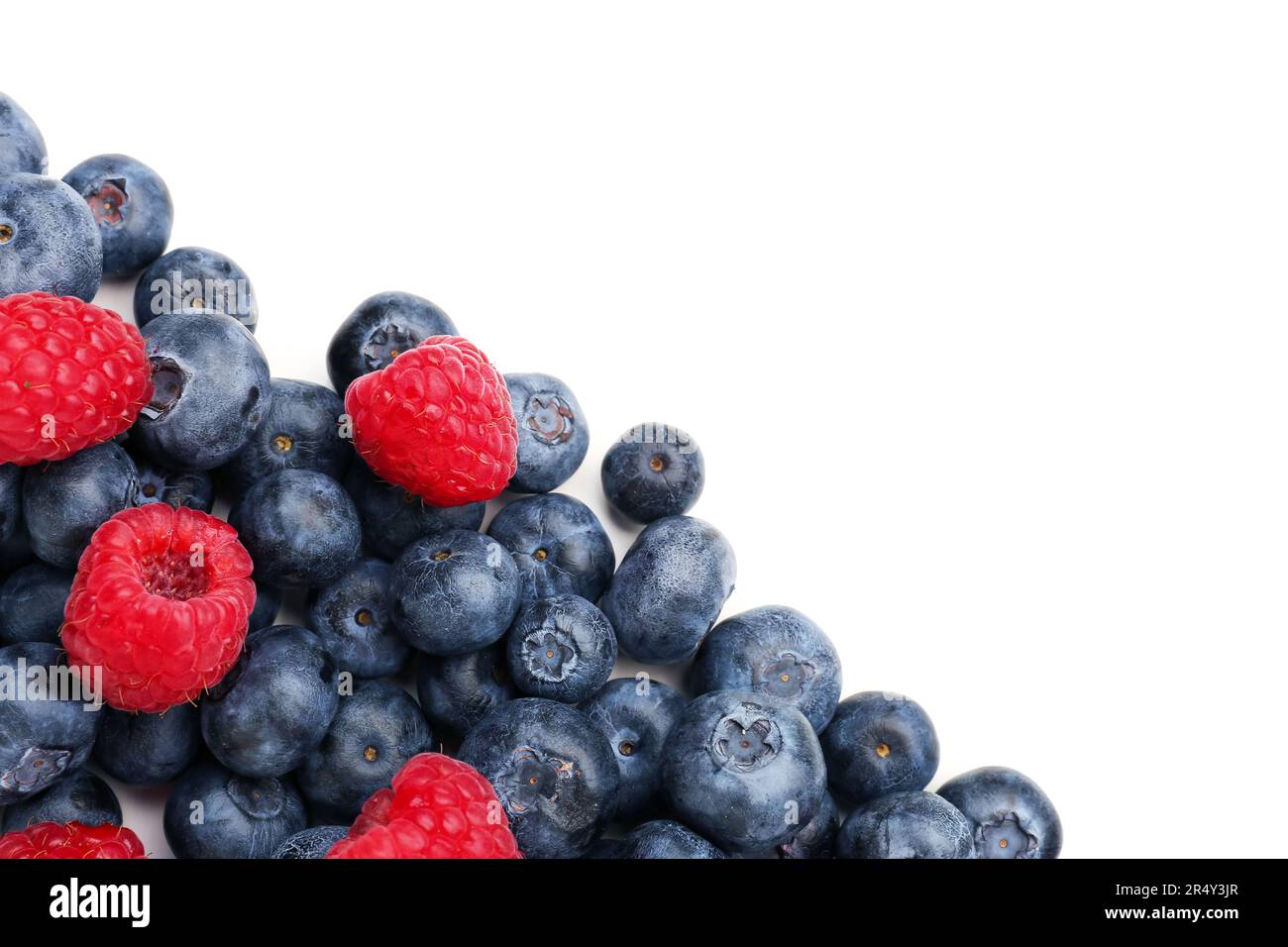 Ripe raspberry and blueberry on white background, closeup Stock Photo ...