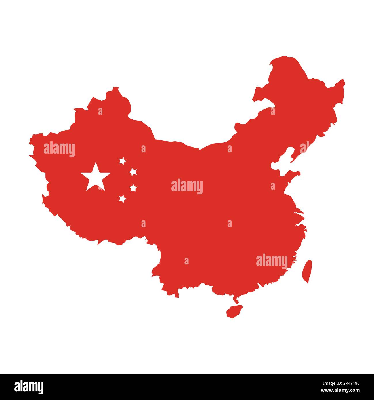 Map of China with flag on a white background. Vector illustration Stock