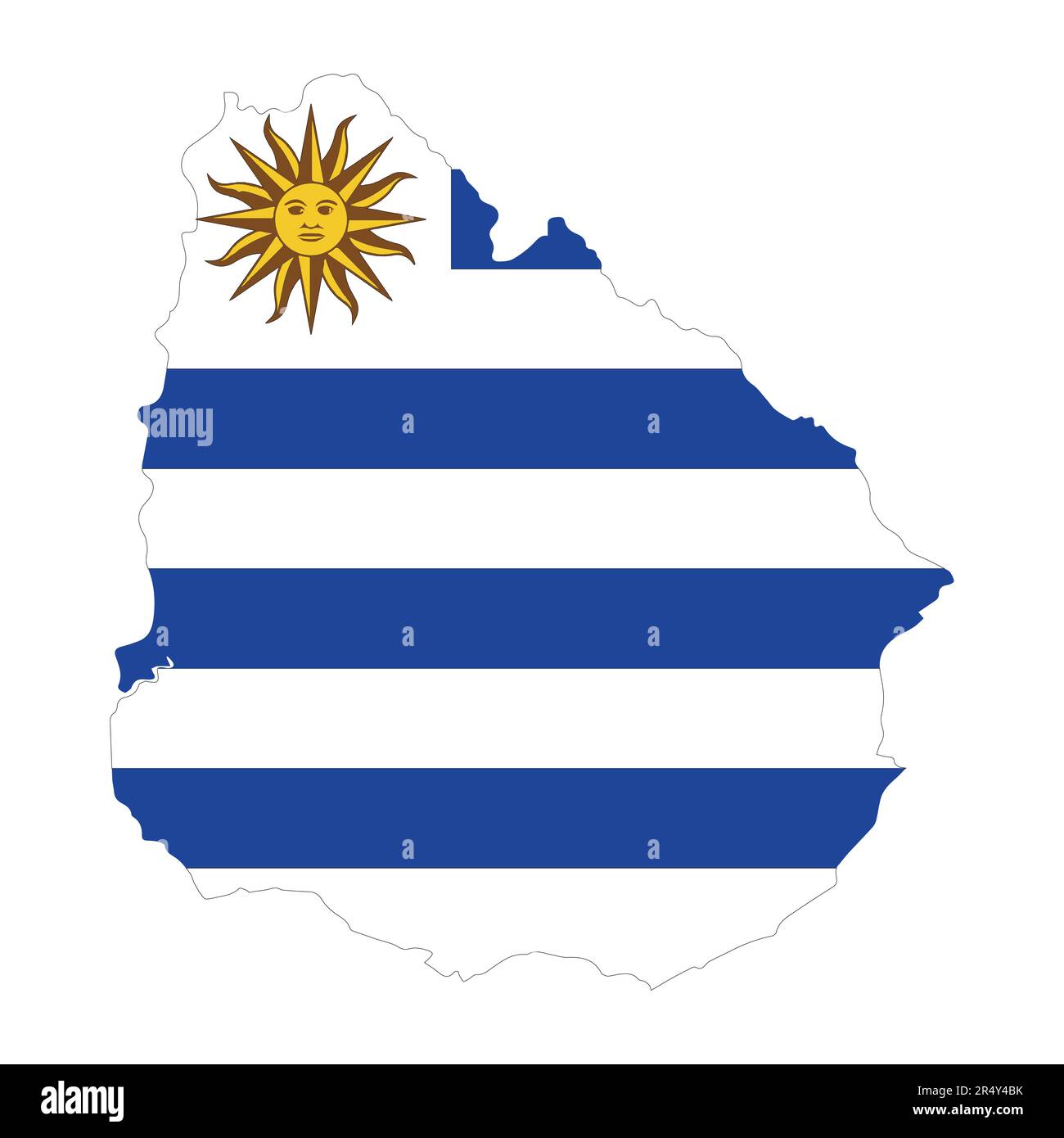 Uruguay Country in South America vector illustration flag and map logo design concept detailed Stock Vector