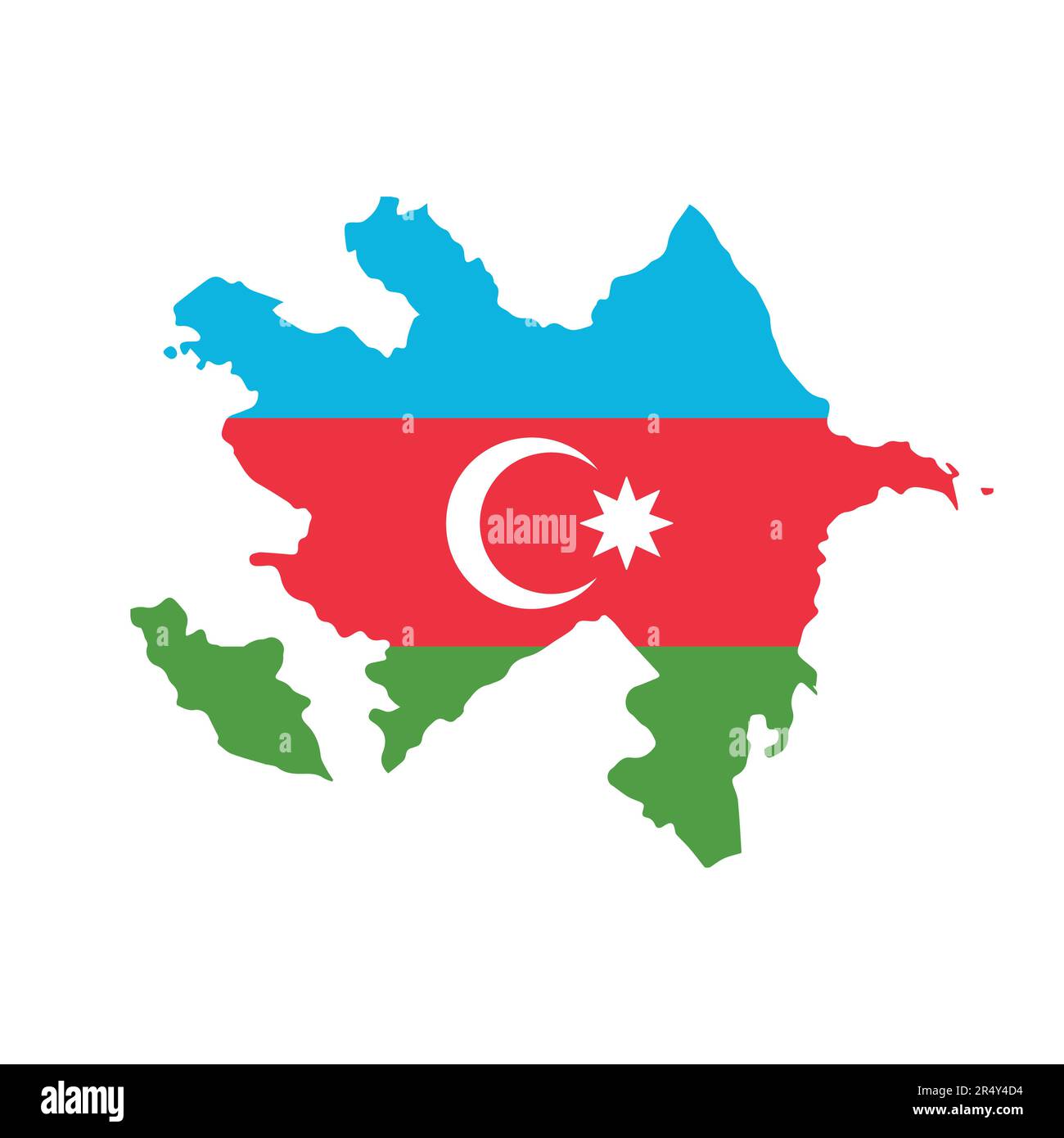 Map of Azerbaijan with national flag on white background. Vector illustration. Stock Vector