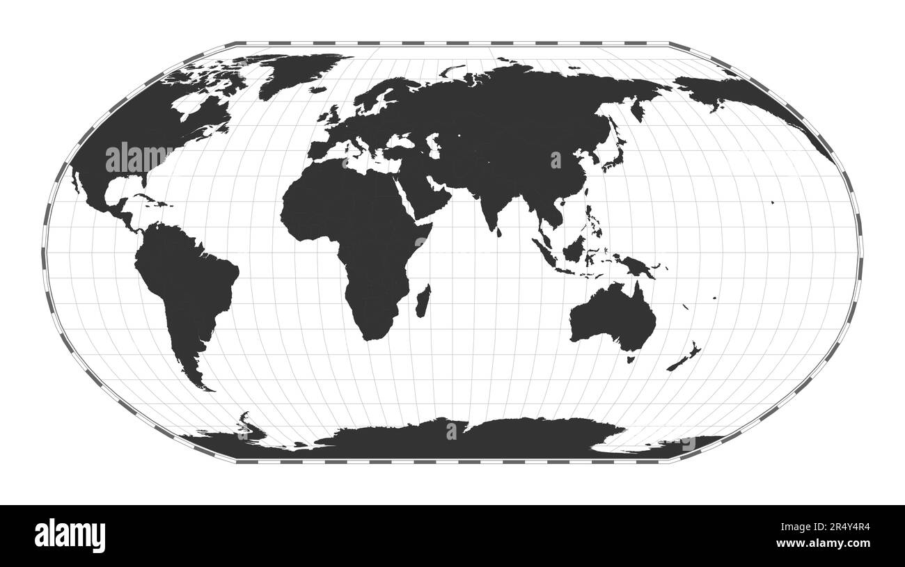 Vector world map. Robinson projection. Plain world geographical map