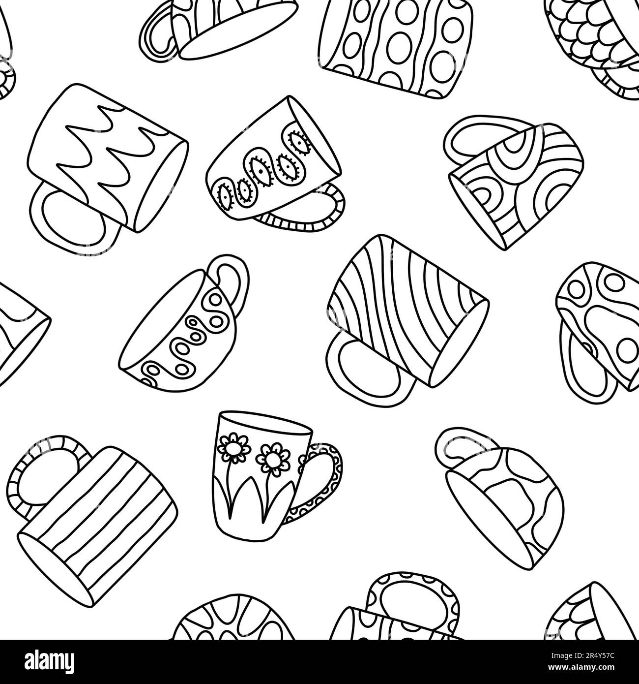 Cartoon cups seamless pattern for wrapping paper and fabrics and linens ...
