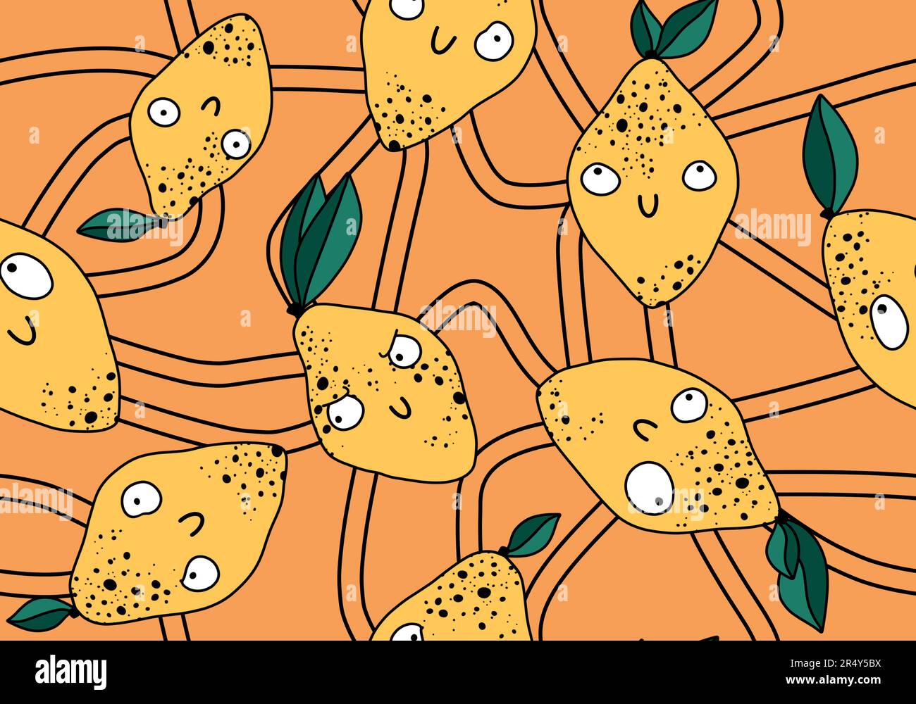 Summer cartoon fruit seamless monster lemon pattern for wrapping paper ...