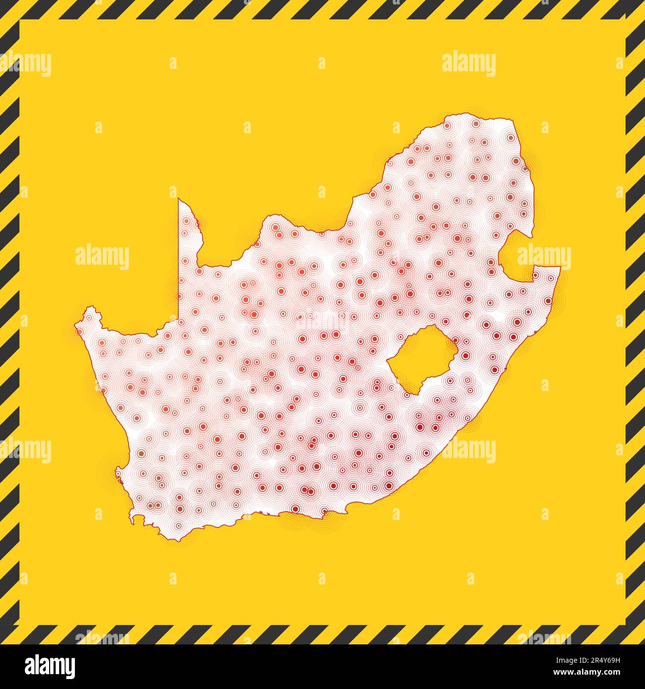 South Africa closed virus danger sign. Lock down country icon. Black