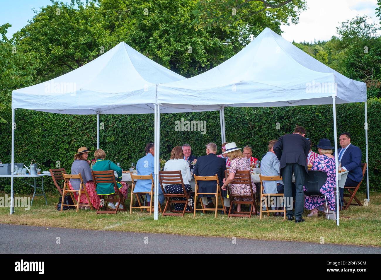 A lunch party in the car park at Henley Royal Regatta, Henley-on-Thames, 2022 Stock Photo