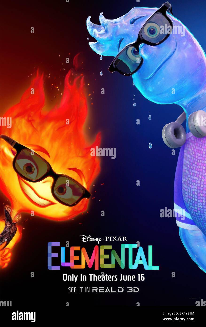 ELEMENTAL, Real D 3D poster, from left Ember (voice Leah Lewis), Wade