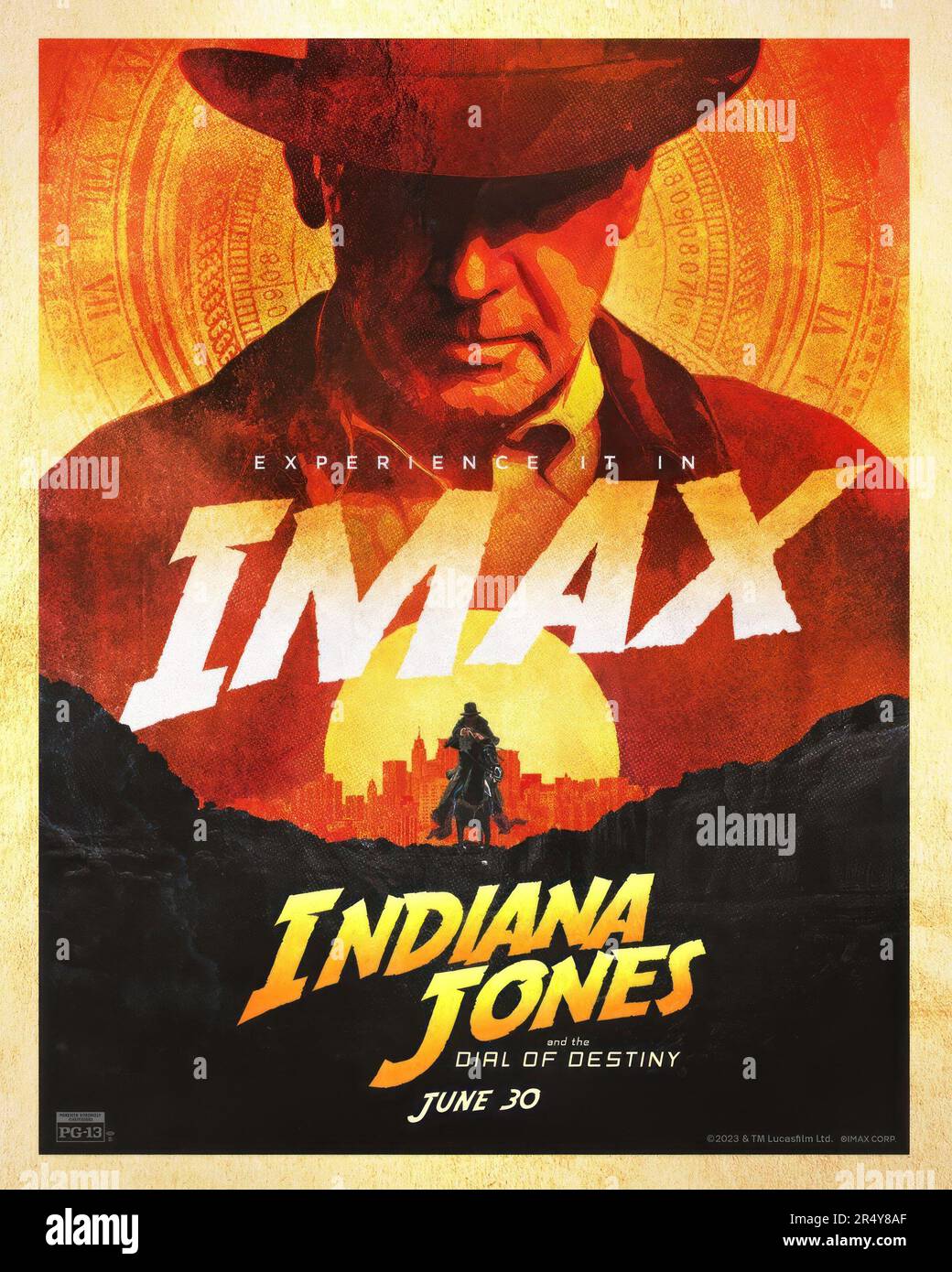 INDIANA JONES AND THE DIAL OF DESTINY, (aka INDIANA JONES 5), US IMAX poster,  Harrison Ford, 2023. © Walt Disney Studios Motion Pictures / Courtesy  Everett Collection Stock Photo - Alamy