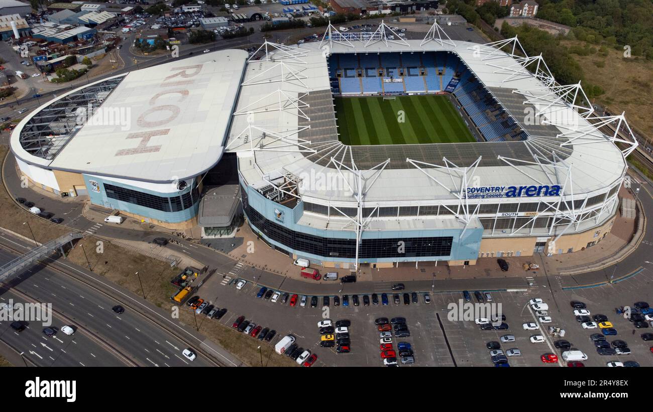 Aerial view of the Coventry Building Society Arena, home of Coventry