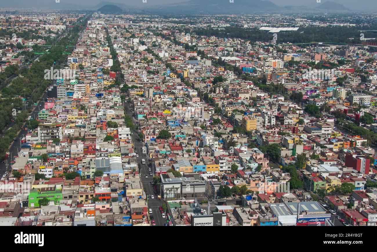 Colourfull houses in Mexico City aerial Stock Photo - Alamy