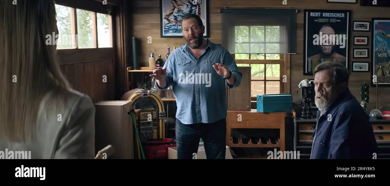 THE MACHINE, from left Iva Babic, Bert Kreischer, Mark Hamill, 2023. © Screen Gems / Courtesy