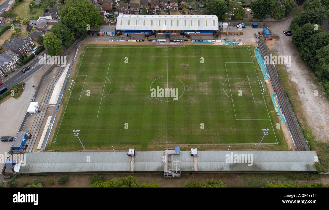 Aerial view of The Walks Stadium, home of Kings Lynn Town FC Stock