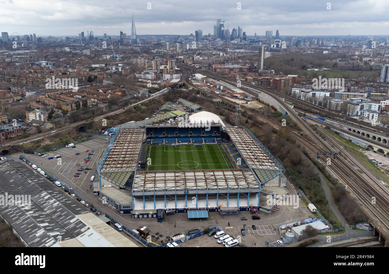 Aerial view of Millwall Football Clubs training ground, and the